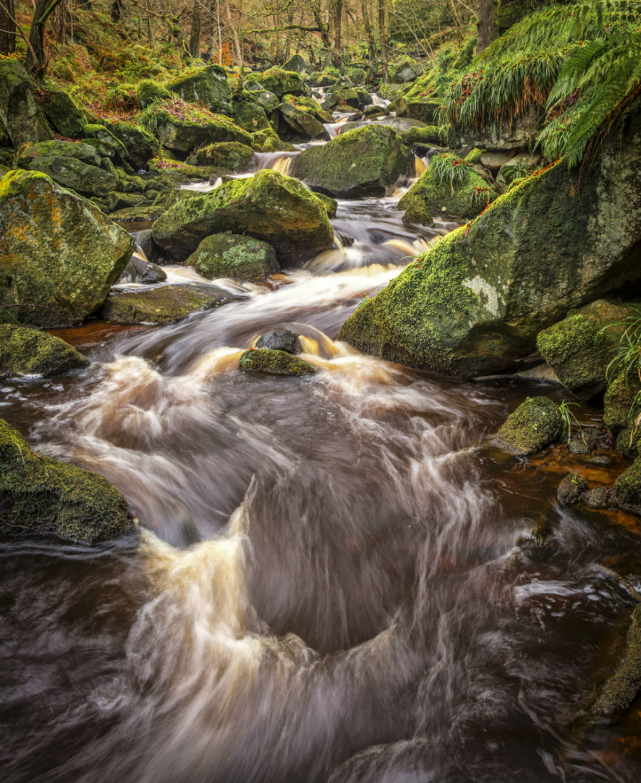 Running water at Padley Gorge 