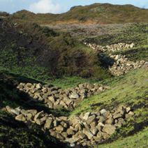 Image of a gully blocked by stones 