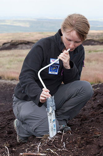 A member of the science team taking dipwell measurements 