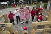 Children playing a fire ranger game to learn how to be fire aware