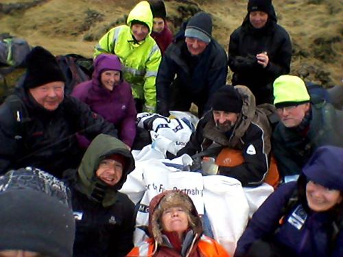 Group selfie of workers at Bleaklow