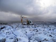 Image of bags of heather brash waiting to be airlifted