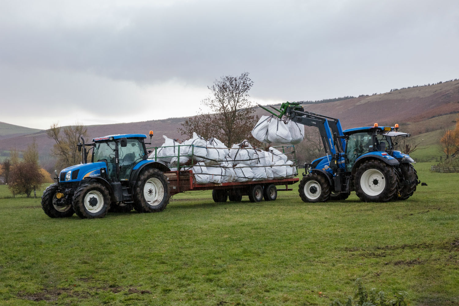 Heather brash being loaded onto tractors