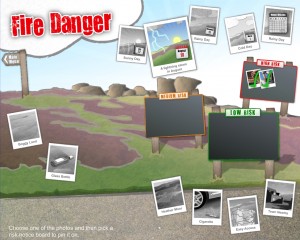 Start page for the Fire Danger game