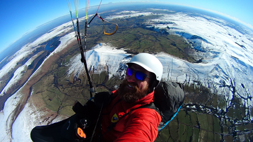 Selfie of Lee Cooper 5000 feet above Mam Tor 