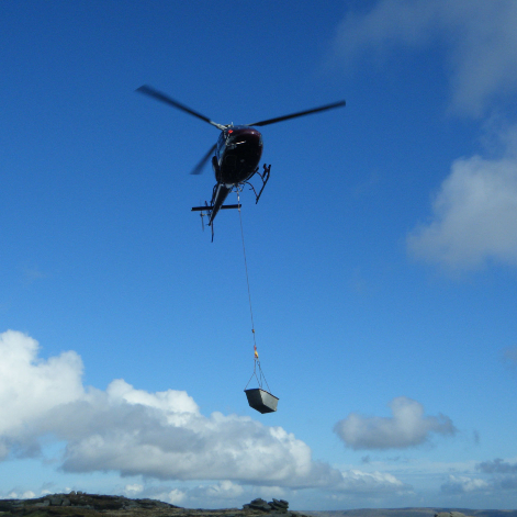 Helicopter in blue sky