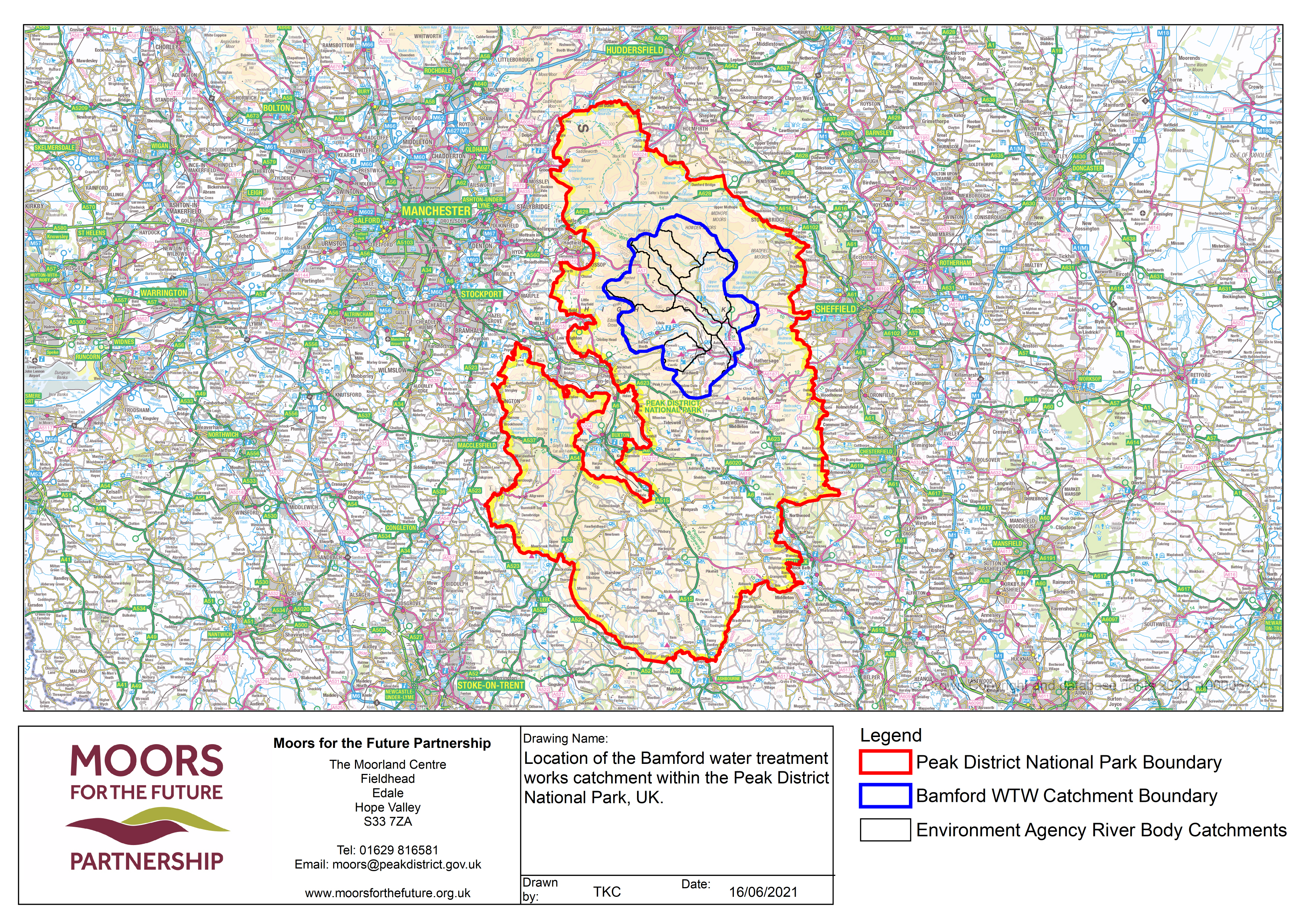 Map showing Bamford WTW Catchment