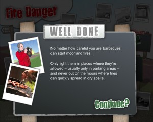 A page from the Fire Danger game